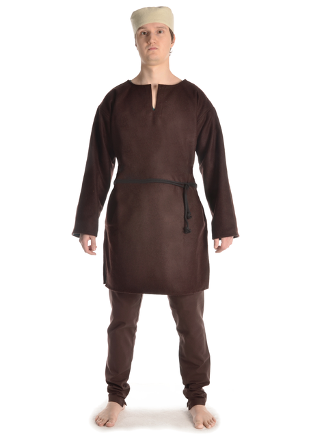 Mittelalter Tunika Dietrich in Braun Frontansicht