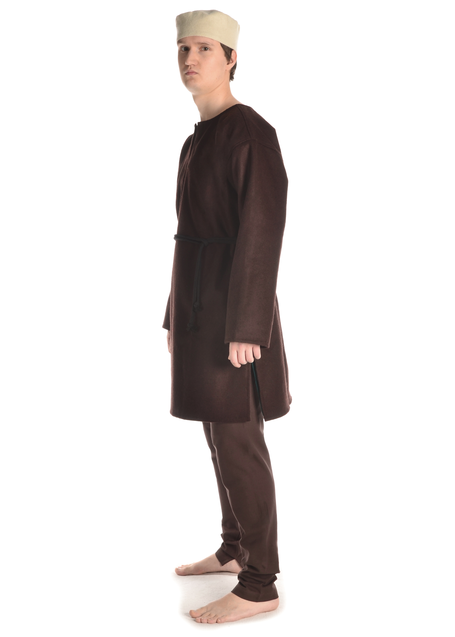 Mittelalter Tunika Dietrich in Braun Seitenansicht