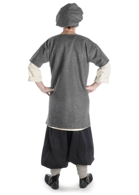 Mittelalter Tunika Ebo in Grau Rückansicht