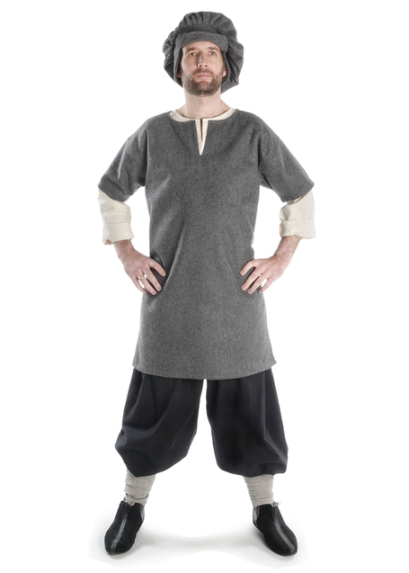 Mittelalter Tunika Ebo in Grau Frontansicht