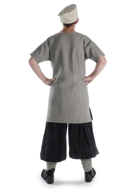 Mittelalter Tunika Aribo in Fischgrät Schwarz-Weiß Rückansicht