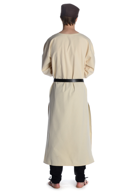 Mittelalter Tunika Siegfried lang in Beige Rückansicht