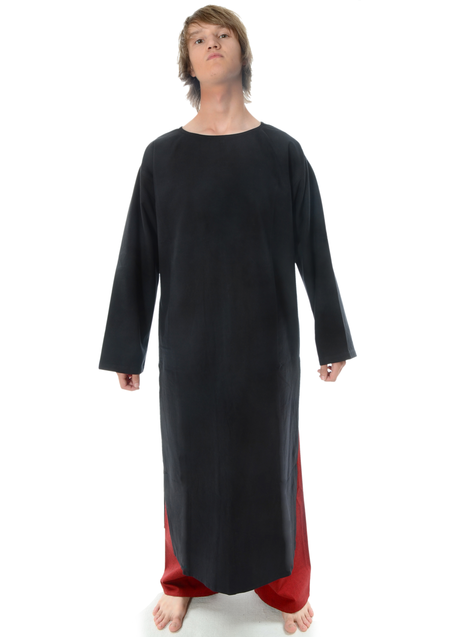 Mittelalter Tunika Siegfried lang in Schwarz Frontansicht 2