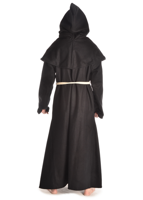Mittelalter Kutte Halzebier (Set) in Schwarz Rückansicht