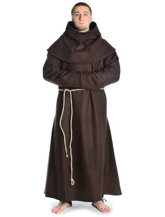 Mittelalter Kutte Halzebier (Set) in Braun Frontansicht 2
