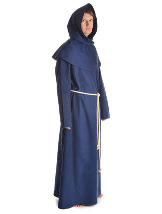 Mittelalter Mönchskutte Halzebier (Set) in Blau Seitenansicht