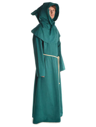 Mittelalter Mönchskutte Halzebier (Set) in Grün Seitenansicht