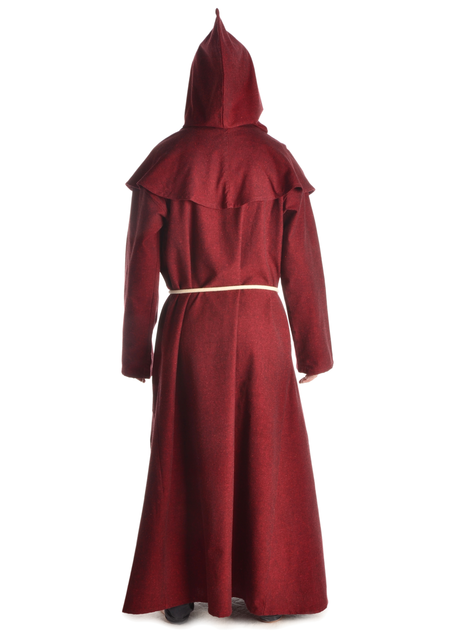 Mittelalter Mönchskutte Halzebier (Set) in Rot Rückansicht