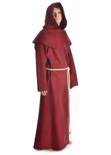 Mittelalter Mönchskutte Halzebier (Set) in Rot Seitenansicht