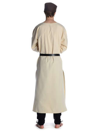 Mittelalter Tunika Hagen lang in Beige Rückansicht