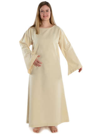 Mittelalter Kleid Sigune in Beige Frontansicht