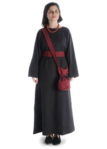 Mittelalter Kleid Sigune in Schwarz Frontansicht 3