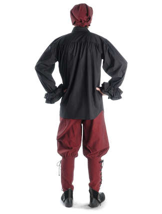Mittelalter Rüschenhemd Isenhart in Schwarz Rückansicht