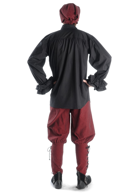 Mittelalter Rüschenhemd Isenhart in Schwarz Rückansicht