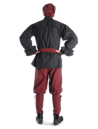 Mittelalter Rüschenhemd Isenhart in Schwarz Rückansicht 2