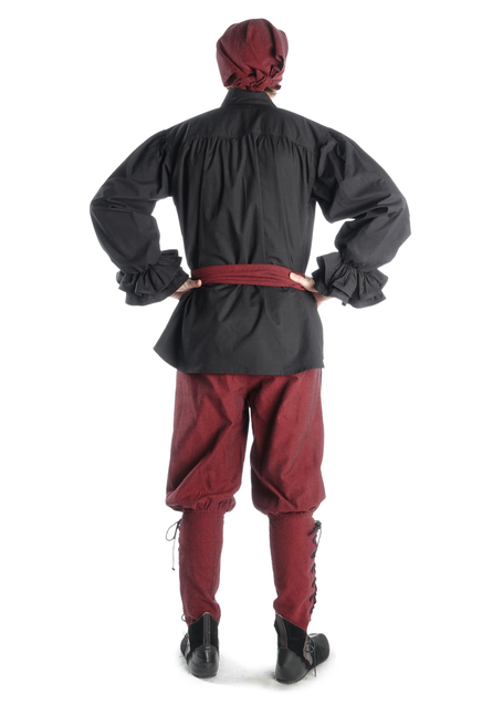 Mittelalter Rüschenhemd Isenhart in Schwarz Rückansicht 2