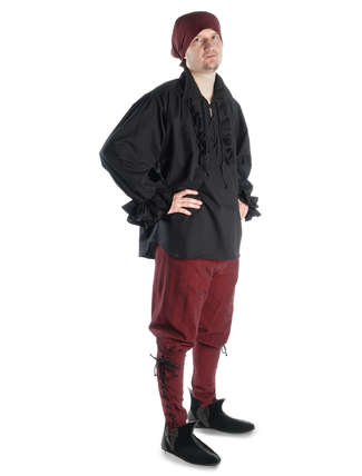Mittelalter Rüschenhemd Isenhart in Schwarz Seitenansicht