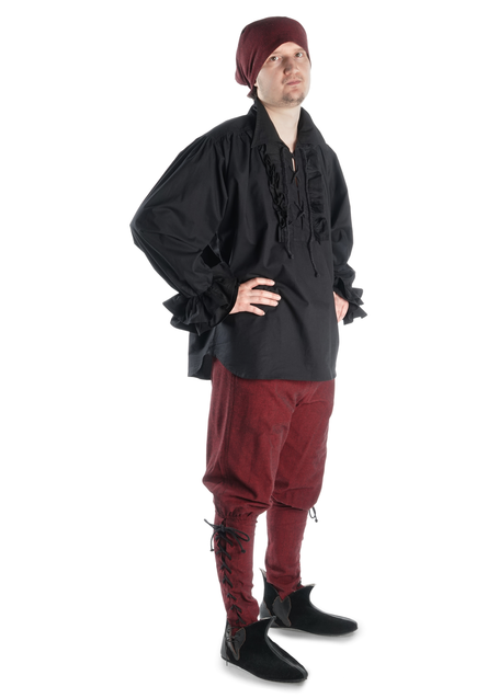 Mittelalter Rüschenhemd Isenhart in Schwarz Seitenansicht