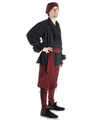 Mittelalter Rüschenhemd Isenhart in Schwarz Seitenansicht 3