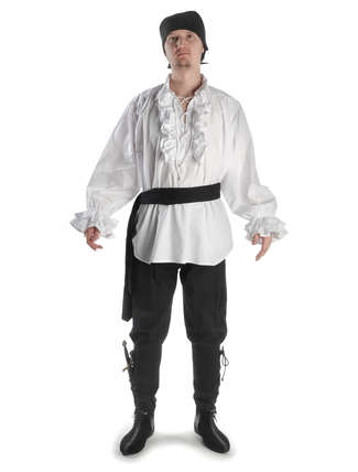 Mittelalter Rüschenhemd Isenhart in Weiß Frontansicht