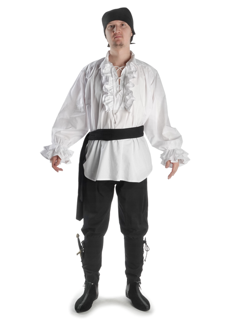 Mittelalter Rüschenhemd Isenhart in Weiß Frontansicht