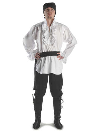 Mittelalter Rüschenhemd Isenhart in Weiß Frontansicht 5