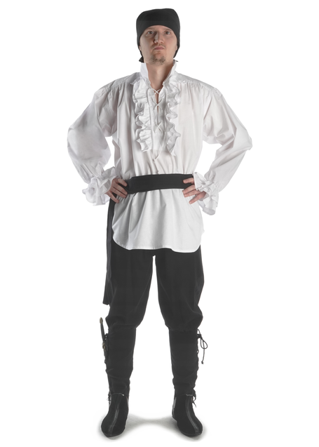 Mittelalter Rüschenhemd Isenhart in Weiß Frontansicht 5