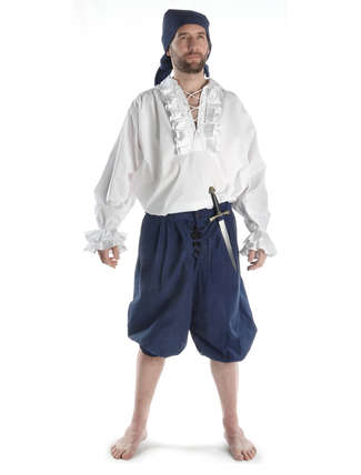 Mittelalter Rüschenhemd Isenhart in Weiß Frontansicht 6