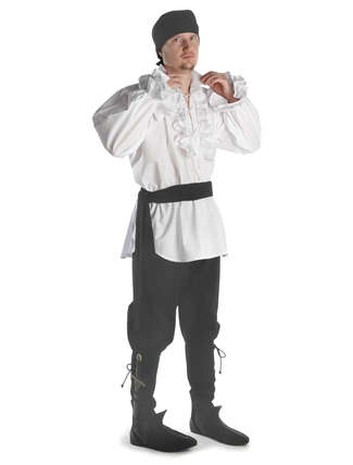 Mittelalter Rüschenhemd Isenhart in Weiß Seitenansicht 2