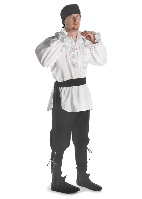 Mittelalter Rüschenhemd Isenhart in Weiß Seitenansicht 2