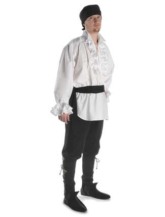 Mittelalter Rüschenhemd Isenhart in Weiß Seitenansicht 4