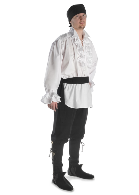 Mittelalter Rüschenhemd Isenhart in Weiß Seitenansicht 4