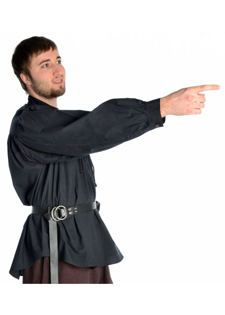 Mittelalter Schnürhemd Klingsor in Schwarz Seitenansicht