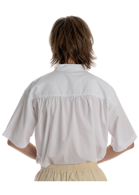 Mittelalter Schnürhemd Klingsor Kurzarm in Weiß Rückansicht 2