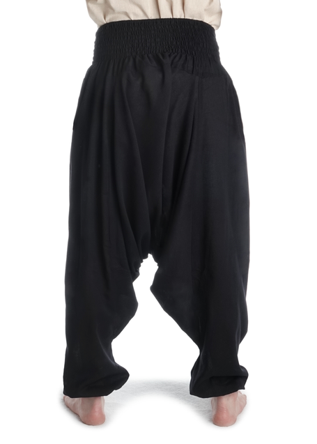 Mittelalter Hose Tantris in Schwarz Rückansicht