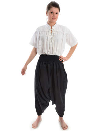 Mittelalter Hose Brangäne in Schwarz Frontansicht