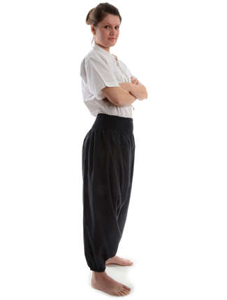 Mittelalter Hose Brangäne in Schwarz Seitenansicht