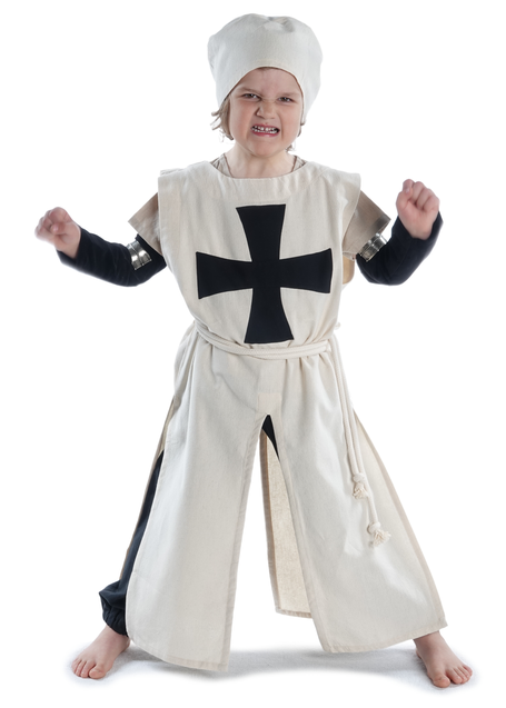 Deutschritter Kinderwaffenrock Poppo aus Baumwolle in Beige-Schwarz Frontansicht