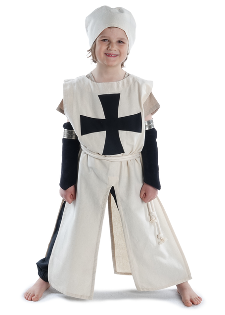 Deutschritter Kinderwaffenrock Poppo aus Baumwolle in Beige-Schwarz Frontansicht 2