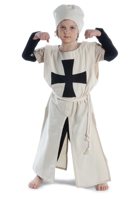 Deutschritter Kinderwaffenrock Poppo aus Baumwolle in Beige-Schwarz Frontansicht 3