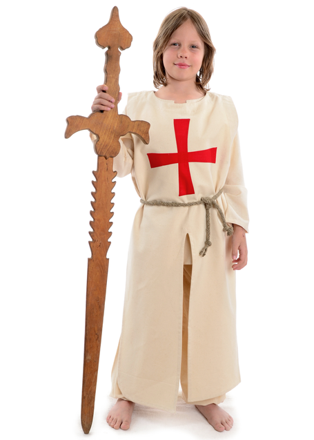 Mittelalter Kinderwaffenrock Lifort in Beige-Rot Frontansicht 3