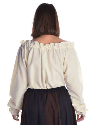 Mittelalter Bluse Gotelinde in Beige Rückansicht