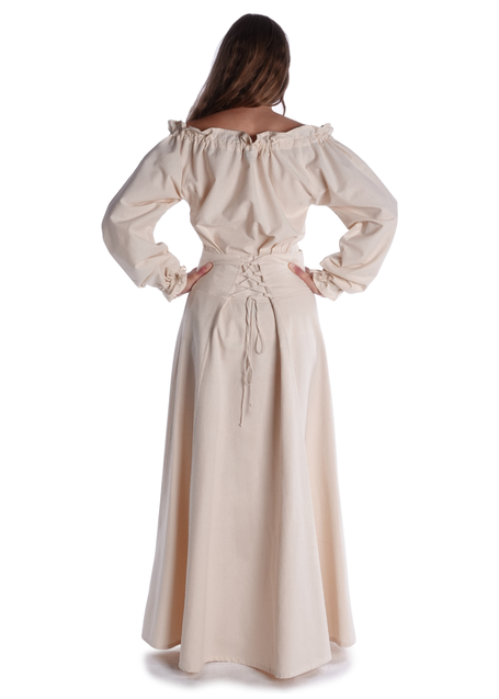 Mittelalter Bluse Gotelinde in Beige Rückansicht