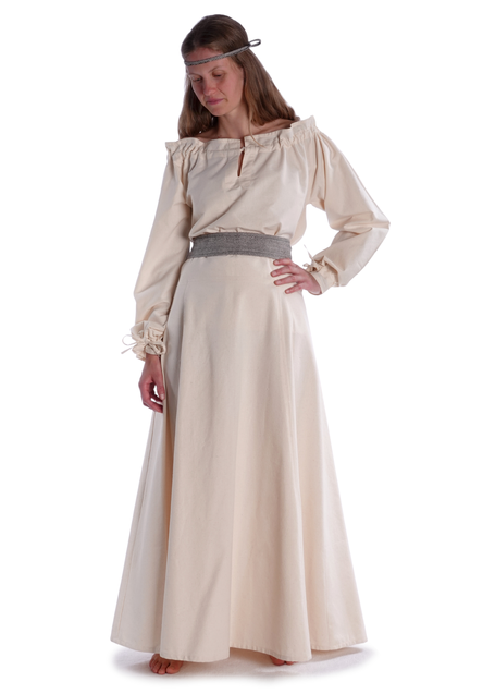 Mittelalter Bluse Gotelinde in Beige Frontansicht
