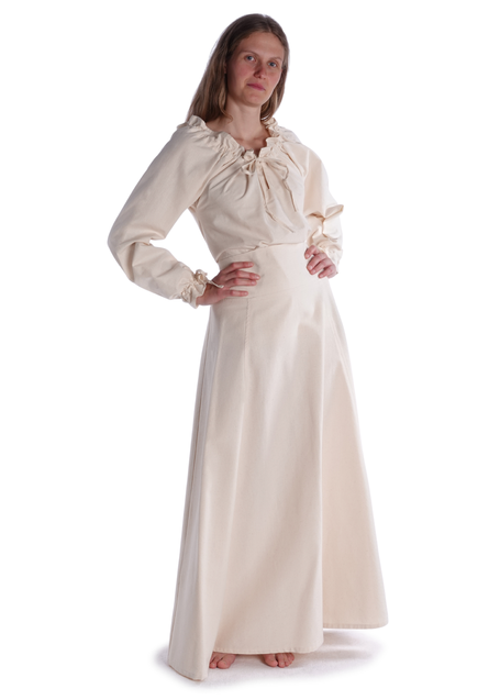 Mittelalter Bluse Gotelinde in Beige Frontansicht 10