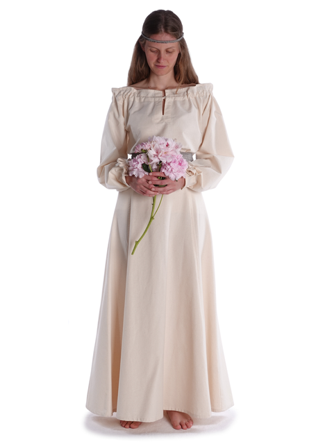 Mittelalter Bluse Gotelinde in Beige Frontansicht 2