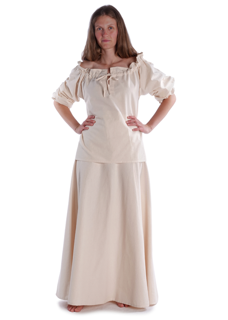 Mittelalter Bluse Gotelinde in Beige Frontansicht 3