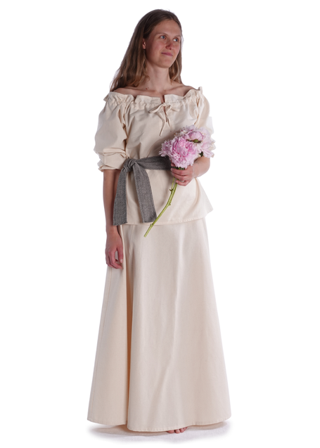 Mittelalter Bluse Gotelinde in Beige Frontansicht 4