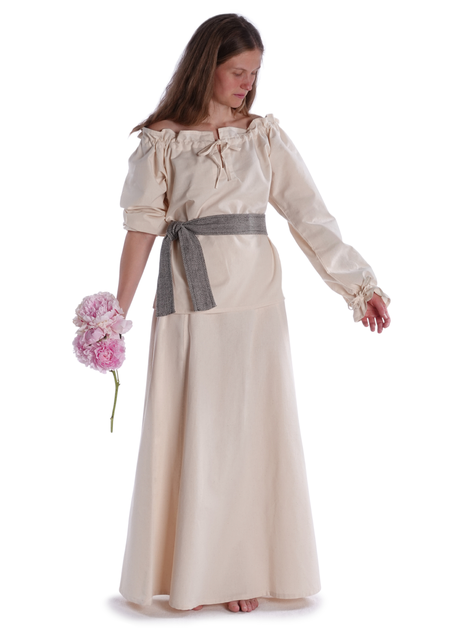 Mittelalter Bluse Gotelinde in Beige Frontansicht 5