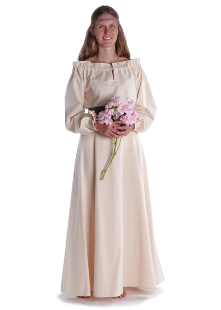 Mittelalter Bluse Gotelinde in Beige Frontansicht 7